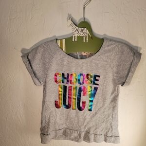 Juicy Couture Gray Rainbow Tie Dye T-Shirt 3T Lace Accents Metallic Print